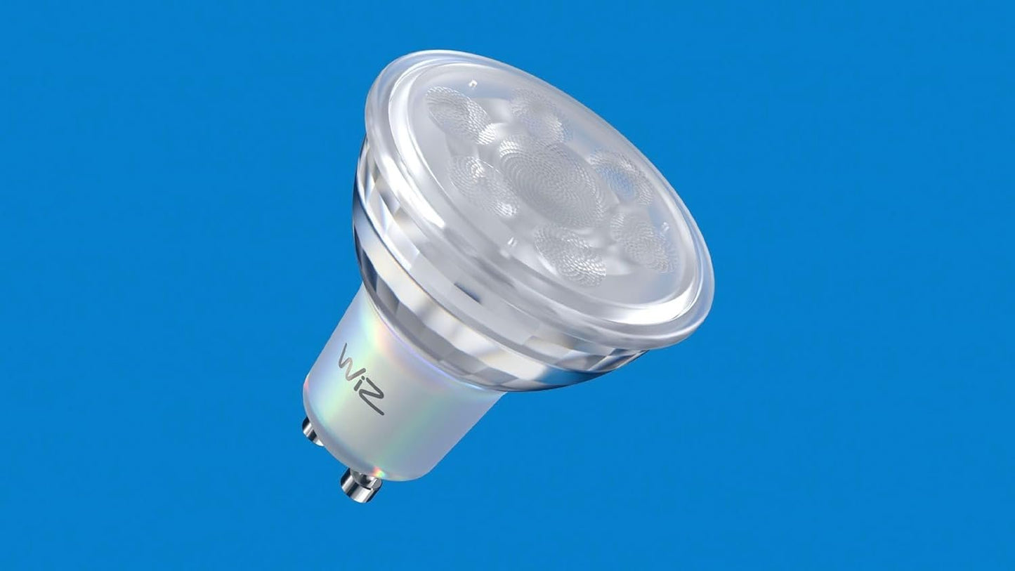 WiZ Tunable White and Colour LED Spotlights GU10 Pack of 2 (345 lm), 50 W Glass Spotlights with 16 Million Colours or Warm to Cool White Dimmable Light, Smart Light Control via WLAN by Voice/App