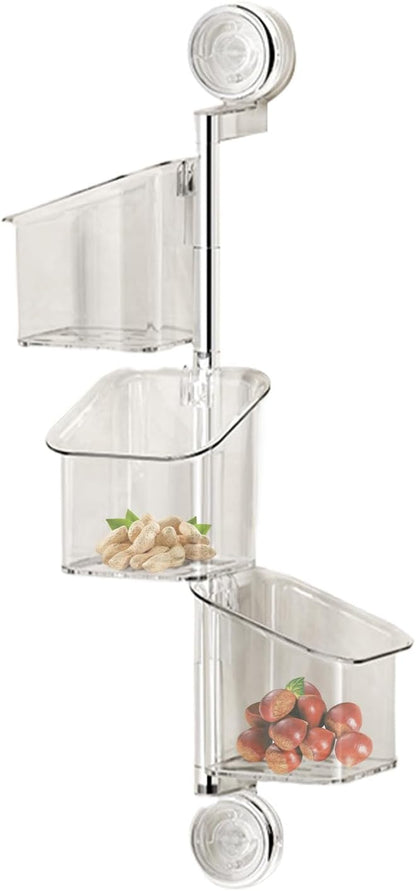 ccuzs Suction Cup Storage Holder Shower Shelf Organizer Rotating Container with Drainage No-Drill Wall Mounted Holder for Bathroom Toiletries Sponge Brush Garlic Onion Storage