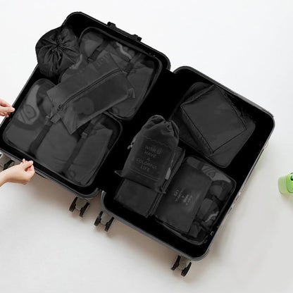 Najdeiuyt Packing Cubes - 10 Set, Black, Nylon or Polyester, Transparent Mesh Panels, Zipper Closure, Ideal for Clothing & Travel