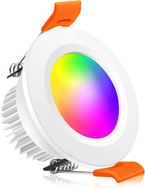 YGS-Tech Smart 2 Inch LED Recessed Lighting RGB WiFi Downlight, 5W Compatible with Alexa and Google Home, Dimmable RGB & CCT 2700-6500K Color Changing, 120V LED Ceiling Light with Driver (1 Pack)