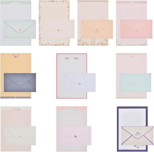 Stationery Letter Paper and Envelopes Set, 60 Sheets Cute Letter Writing Paper & 30 Lovely Envelopes, 10 Different Flora and Fauna Printed Design, Double-Sided Printing, A5 Size