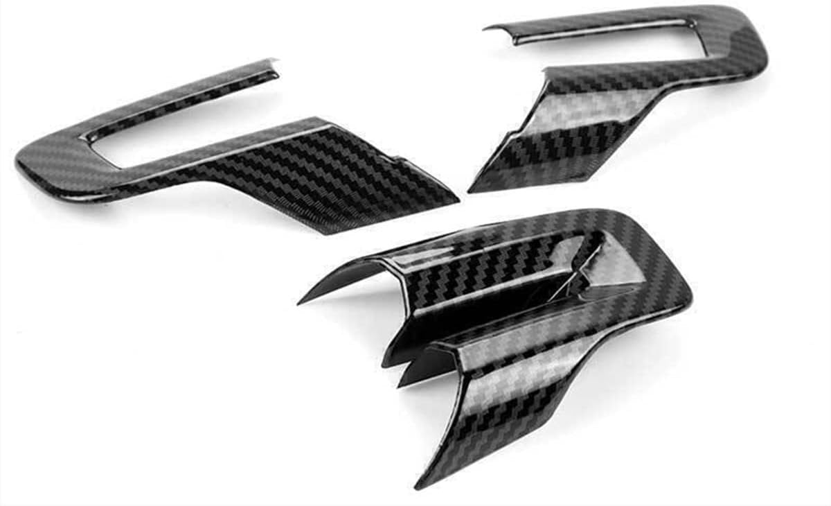 KDFUHRUI Steering Wheel Cover Trim for Ford Mustang Accessories 2015 2016 2017 2018 2019 2020 2021ï¼Œ Car Interior Accessoriesï¼ŒCarbon Fiber (Black Carbon Fiber)