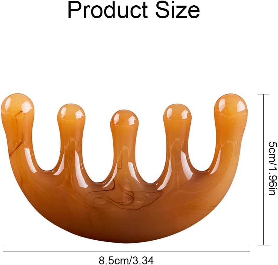 DULSPUE Gua Sha, Face Massager, Hair Comb, Scalp Massager, Scalp Massager, Wide Teeth Comb, Scalp Massage Brush, Beauty Tool Head Gua Sha (Amber)