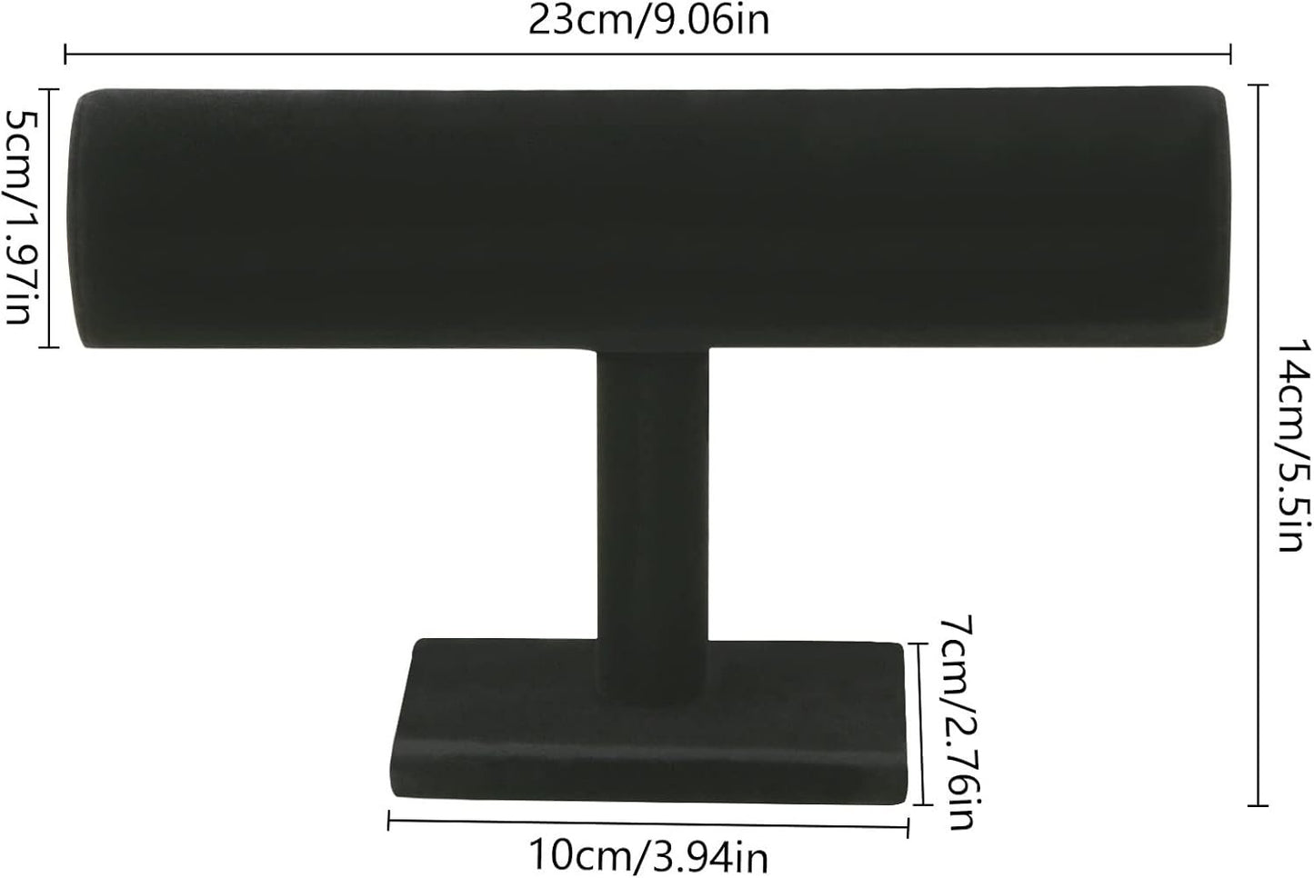 CABAX Velvet Wood One Tier Bracelet Bangle Hovering T-Bar Bracelet Holder Necklace Jewelry Display Stand for Malls Home Organization, Black