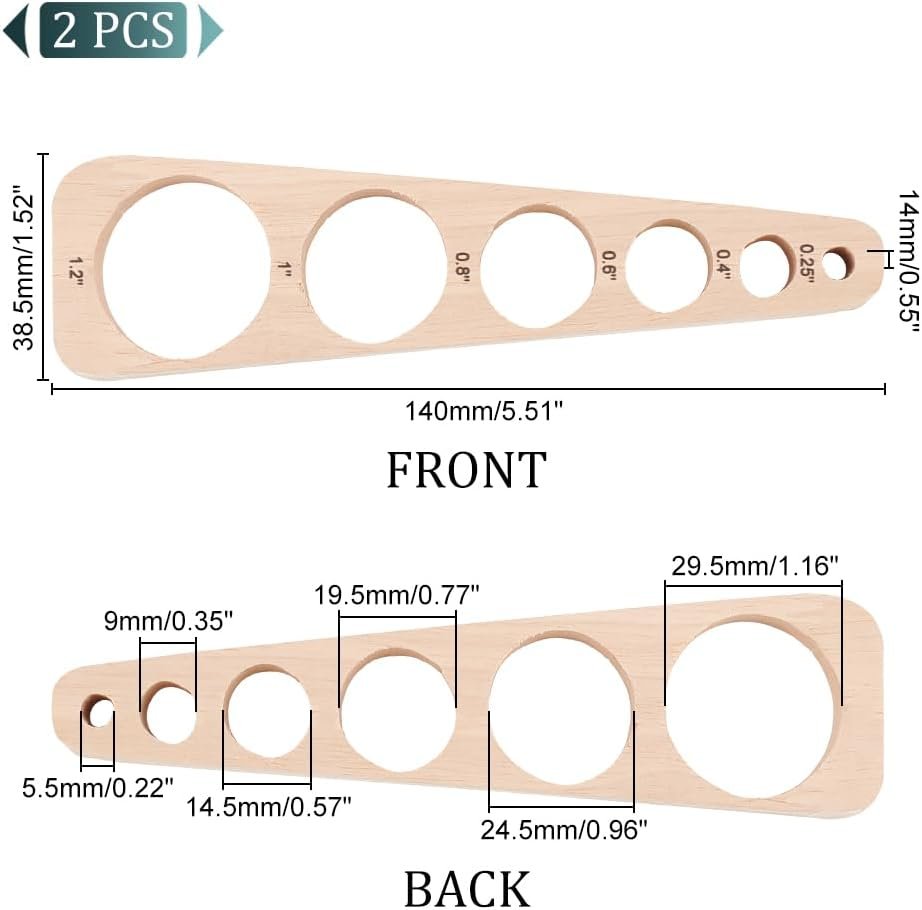 PH PandaHall Auxiliary Tool for Attaching, Wood Safety Eyes Insertion Tool 2pcs 6 Sizes Amigurumi Craft Eyes Tool Eyeball Gauge Board for Safety Eyes and Washers Crochet Animal
