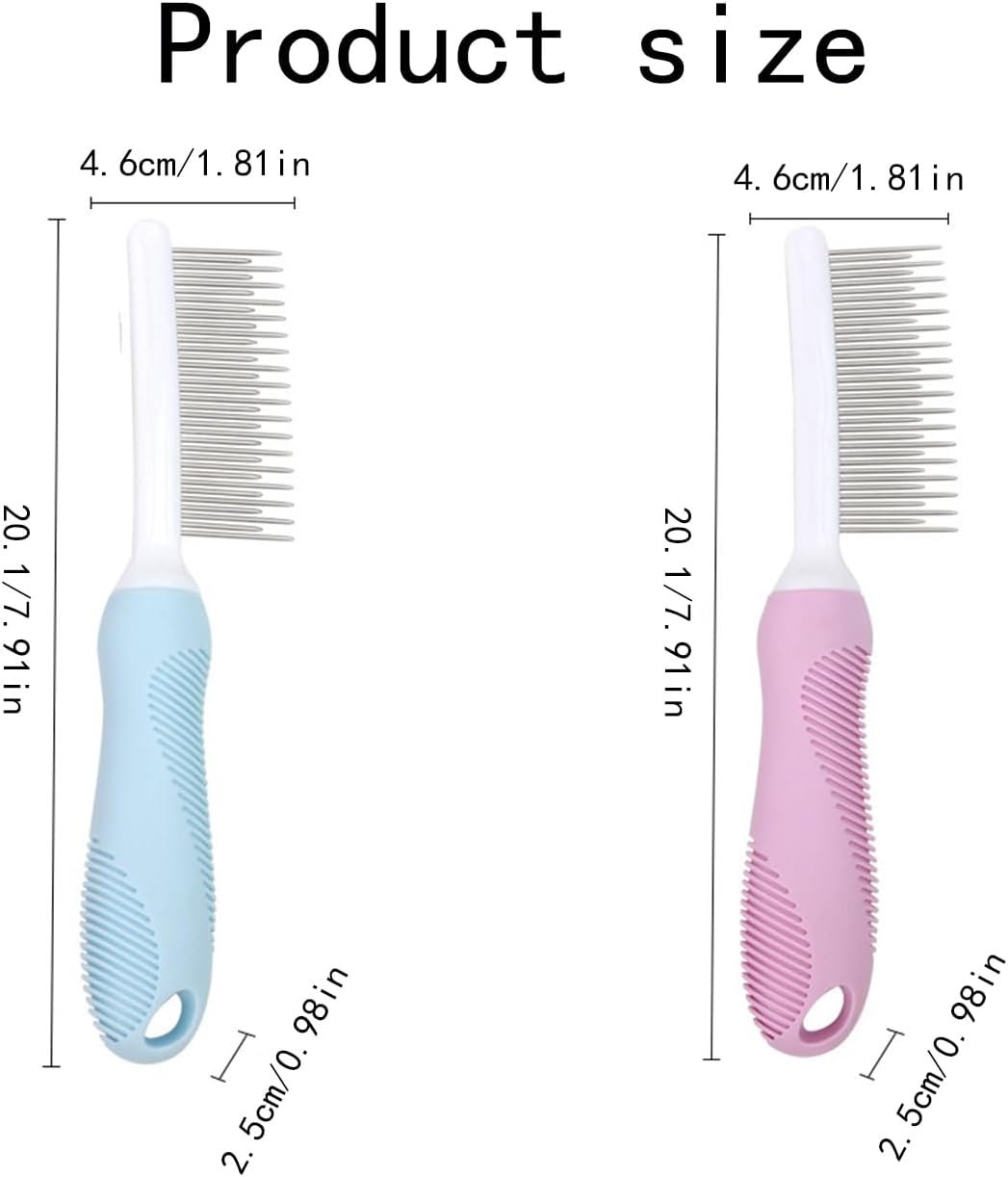 Lqucwepp 2PCS Pet Combs,Pet Hair Comb,Long & Short Stainless Steel Teeth for Dogs & Cats Home Grooming Kit, Removes Knots, Mats and Tangles Title