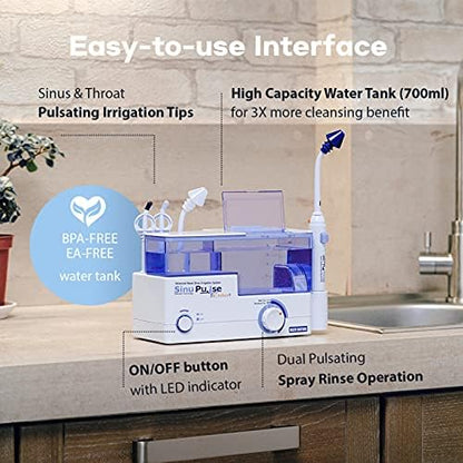 SinuPulse Elite Advanced Nasal Irrigation System with 30 SinuAir Saline Packets, Pulsating Nasal Congestion Relief & Sinus Rinse Machine, More Effective Than Neti Pot or Nose Spray