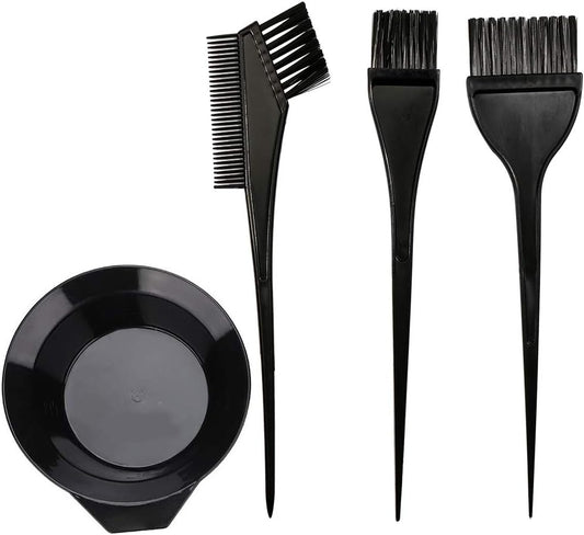 MOONMINI Hair Dye Color Brush and Bowl Set, Color Bowl Brushes Tool Mixing Bowl Kit Tint Comb for Hair Tint Dying Coloring Applicator (Black)