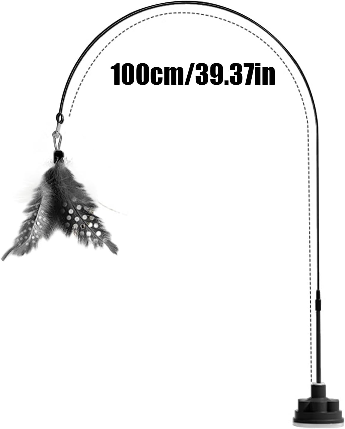 mivceklw Cat Teaser Wand with Bell, Indestructible Interactive Stick Toy, Suction Cup for Play, Kitten Toy for Boredom, Engaging Pet Supplies for Active Cats, 39.37 Inches