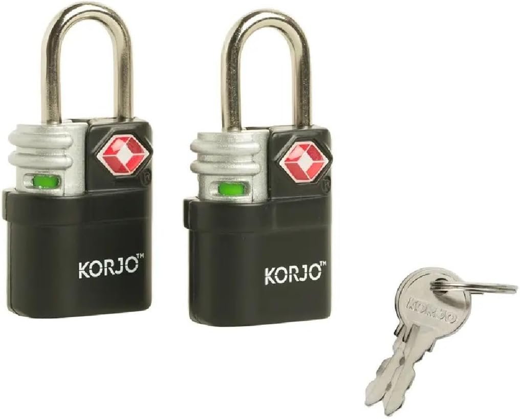 Korjo Double Pack Travel Locks, TSA Authorized, 2 Pack, Black