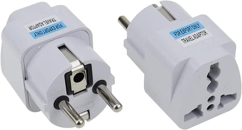 Universal Travel Plug - Power Adapter for UK, USA, EU, AU to Spain, Portugal, Germany, Switzerland, Korea, Denmark, Finland, Norway, Poland, France, Greece