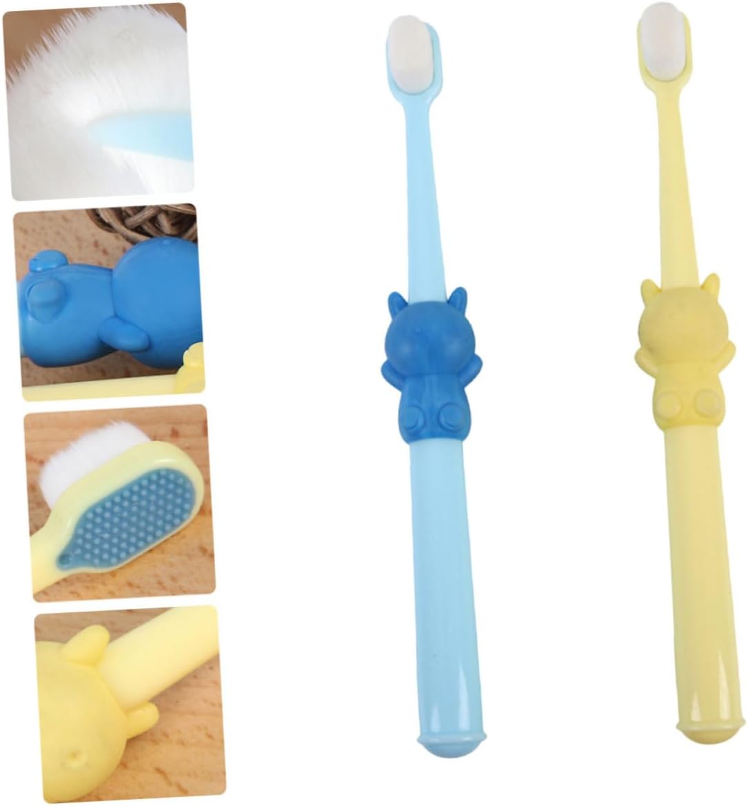 HAMPPLIES 2pcs Toothbrush Soft Bristle Teeth Cleaning Brush for Gentle Care Cartoon Design for Childrens Oral Hygiene