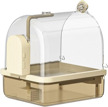 Cockatiel Bird Bath, Birds Cage Bath with Automatic Chew-Proof Tub and Perch, 8.86x7.87x10.24 inches 2-Mode Aviary Bathtub for Indoor Use Breeding Travel Show
