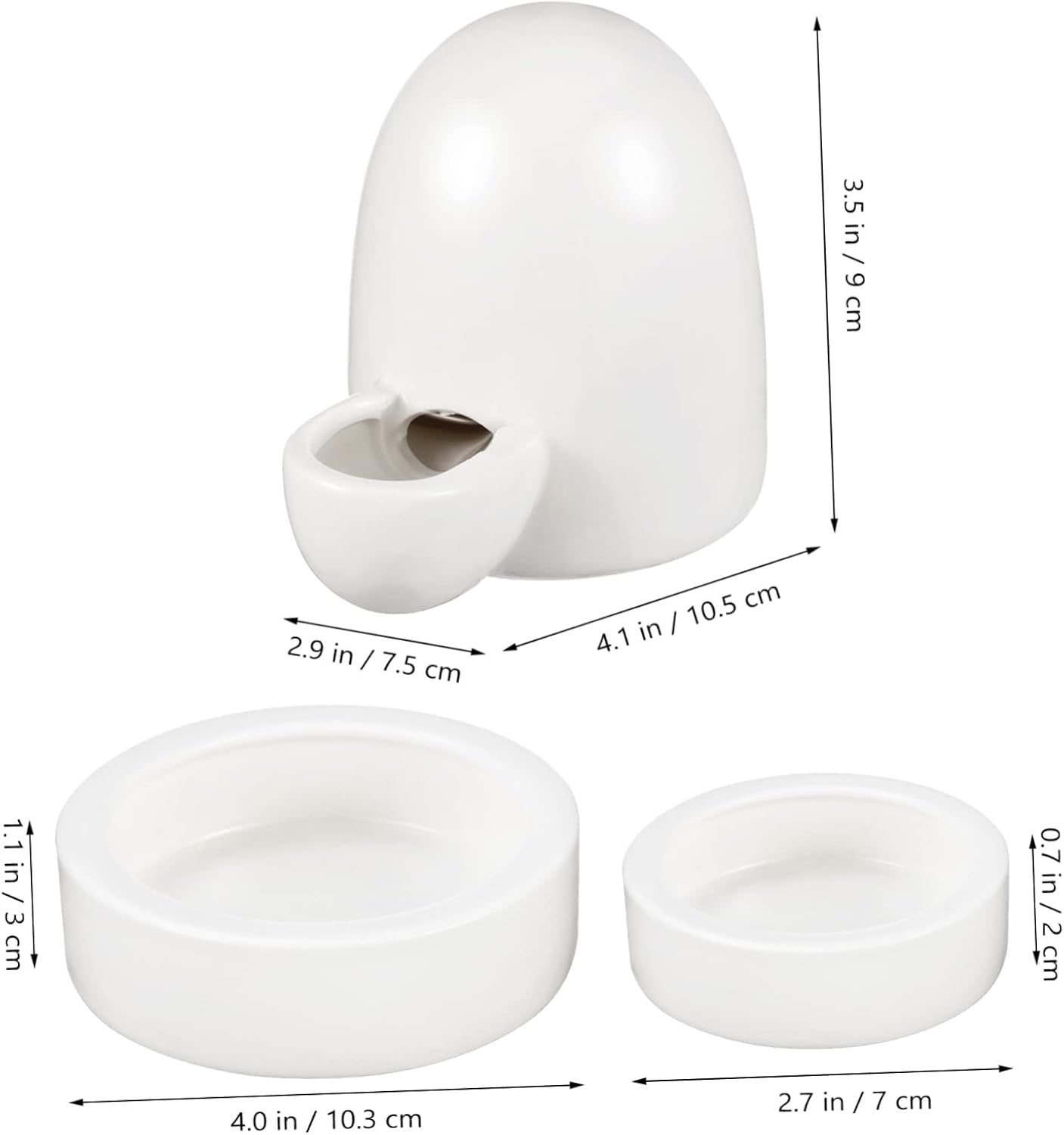 ERINGOGO 3Pcs Small Animal Feeding and Watering Set Durable Food Feeder Water Bottle for Hedgehog