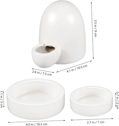 ERINGOGO 3Pcs Small Animal Feeding and Watering Set Durable Food Feeder Water Bottle for Hedgehog