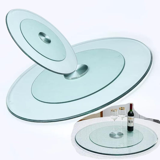 OPOLDBDMAC Tabletop Lazy Susan Turntable 28in 30in 36in 40in Round Serving Tray for Restaurant，Swivel Plate Tempered Glass Rotating Tray for Dining Table，Share Food(90cm-36inch)