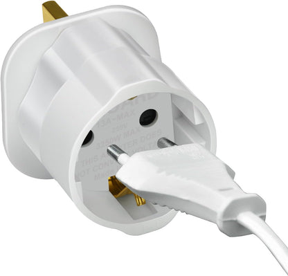 VGUARD [1 Pack] Europe to UK Adapter, EU to UK Adapter Pack 2 Pin to 3 Pin Adapter for Travel Electronic Device - White