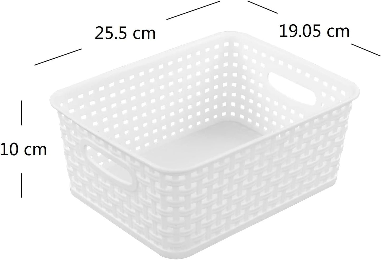 Sandmovie White Rectangle Plastic Storage Baskets, 6 Packs