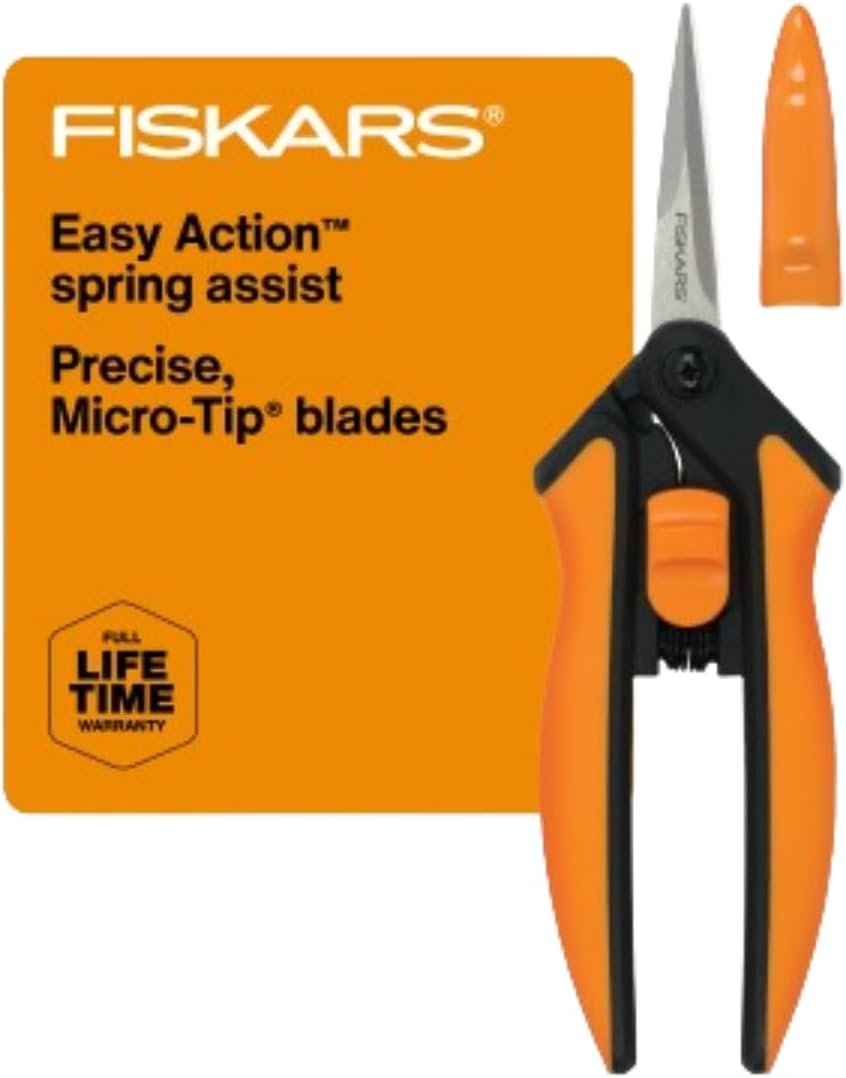 Fiskars Softouch Micro-Tip Pruning Snip, Non-Coated Blades, Orange/Black (399240-1003)