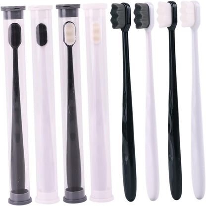 Gogogmee Daily Oral Care Tool Soft Black Hair White Handle Toothbrush Ergonomic Design Anti Grip