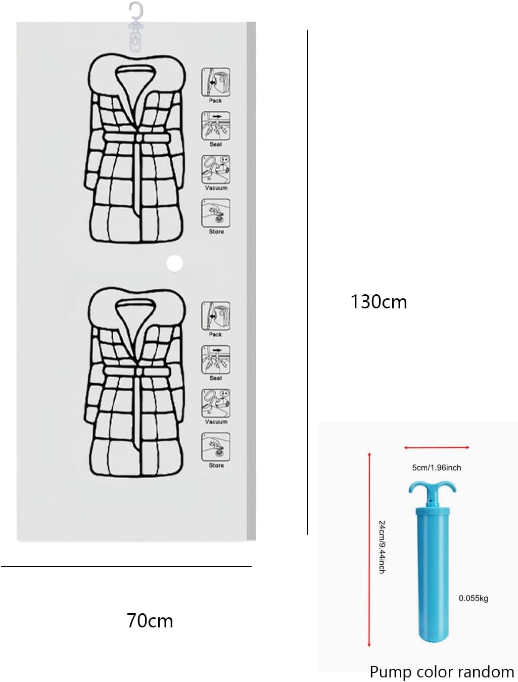 6 Pack Hanging Vacuum Storage Bag 27.5x51.1inch Vacuum Sealer Bags Storage Clothes Vacuum Packing Bags for Travel Hanging Storage,Reusable Space Saver Bags for Suits