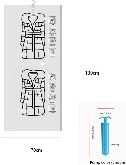 6 Pack Hanging Vacuum Storage Bag 27.5x51.1inch Vacuum Sealer Bags Storage Clothes Vacuum Packing Bags for Travel Hanging Storage,Reusable Space Saver Bags for Suits