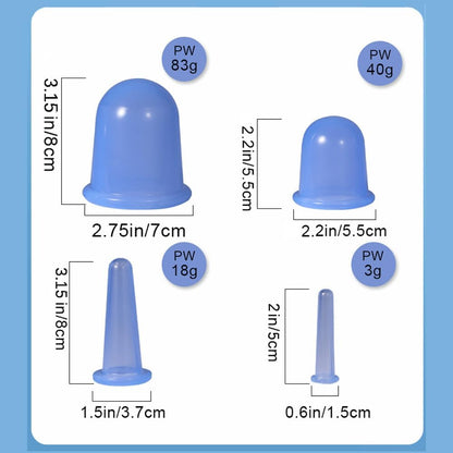 ETERNALLOOG Cupping Therapy Cups - Silicone Cups Set Firm for Muscle Soreness Pain Relief Body Neck Knee, Body Sculpting Cup, Deep Muscle Massager, Anti Cellulite Joint Pain Recovery (4 Sizes)