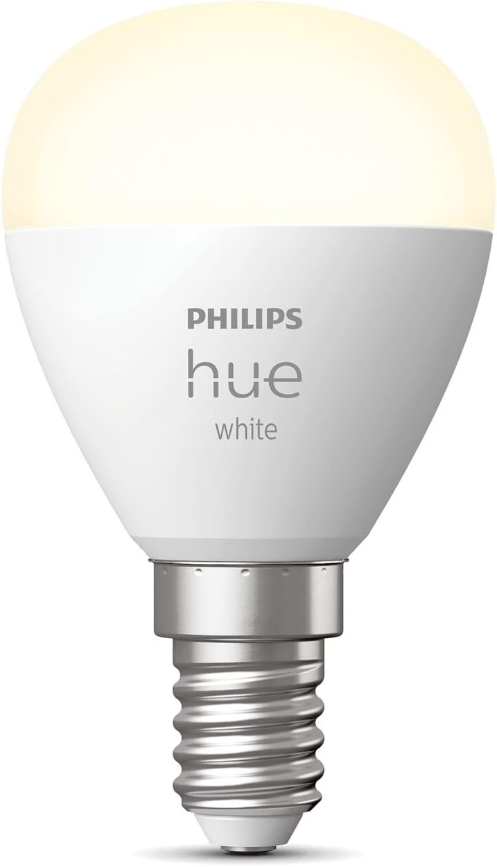 Philips Hue White Smart Single Luster Bulb LED E14 Small Edison Screw - 470 Lumens (40W Equivalent). Compatible with Alexa