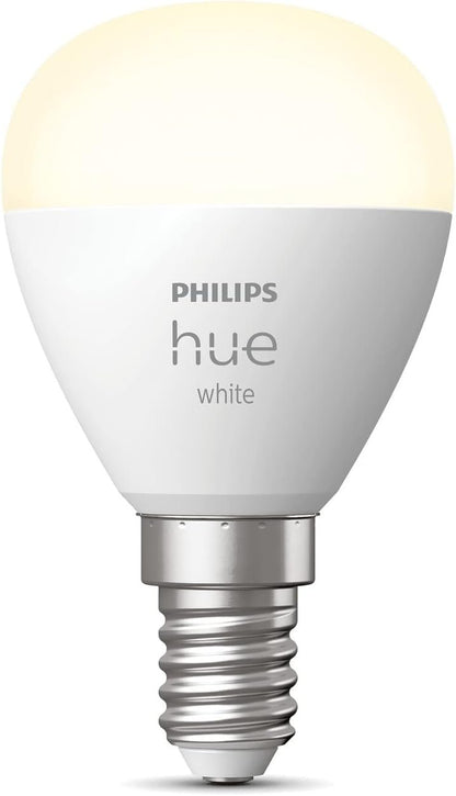 Philips Hue White Smart Single Luster Bulb LED E14 Small Edison Screw - 470 Lumens (40W Equivalent). Compatible with Alexa
