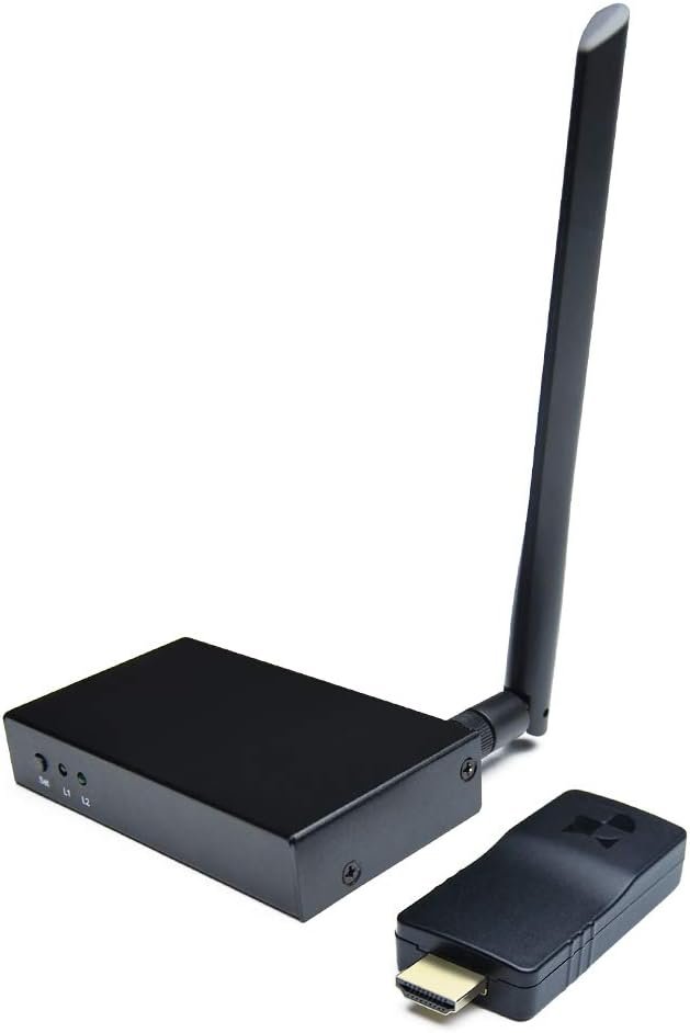 DDMALL Wireless HDMI Extender, 196ft Full HD 1080P HDMI Transmitter and Receiver, Up to 4-4 with Full House Coverage in Repeater Mode, 2.4GHz/5GHz, Ultra Low Latency, （WHE-15