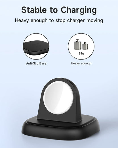 NEWDERY Charger Stand for Apple Watch, Portable Watch Charger for iWatch with USB C Cable,Fast Charging,Wireless Charging Station for Apple Watch Series 9/8/7/6/Ultra/5/3/2/SE, Black