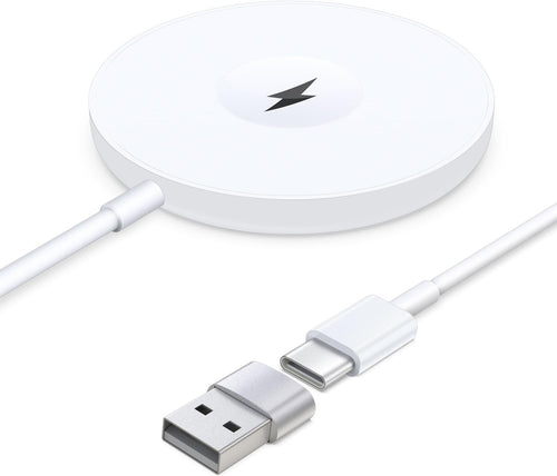 VICHYIE Magnetic Wireless Charger, 15W Max, Wireless Charging Pad for iPhone 16/15/14/13/12 Series, AirPods Pro 2/Pro/4/3/2, iWatch, with USB-C & A Dual Port, No Power Adapter(White)