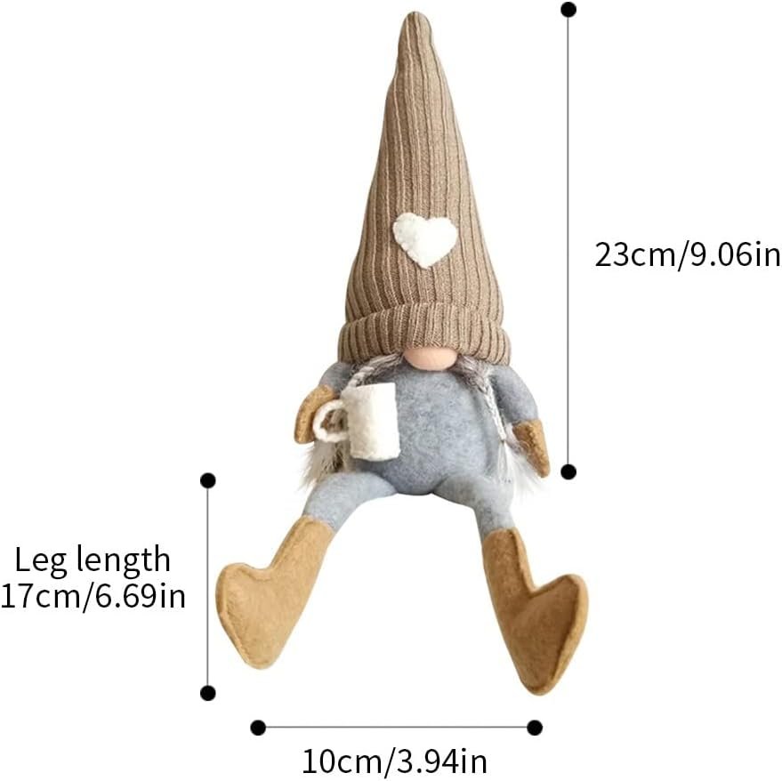 2 Pcs Coffee Gnomes Plush Bar Decor, Handmade Swedish Tomte Gnomes Gifts Farmhouse Scandinavian Figurine Gnome for Home Kitchen Coffee Station Table Shelf Decor (Brown)