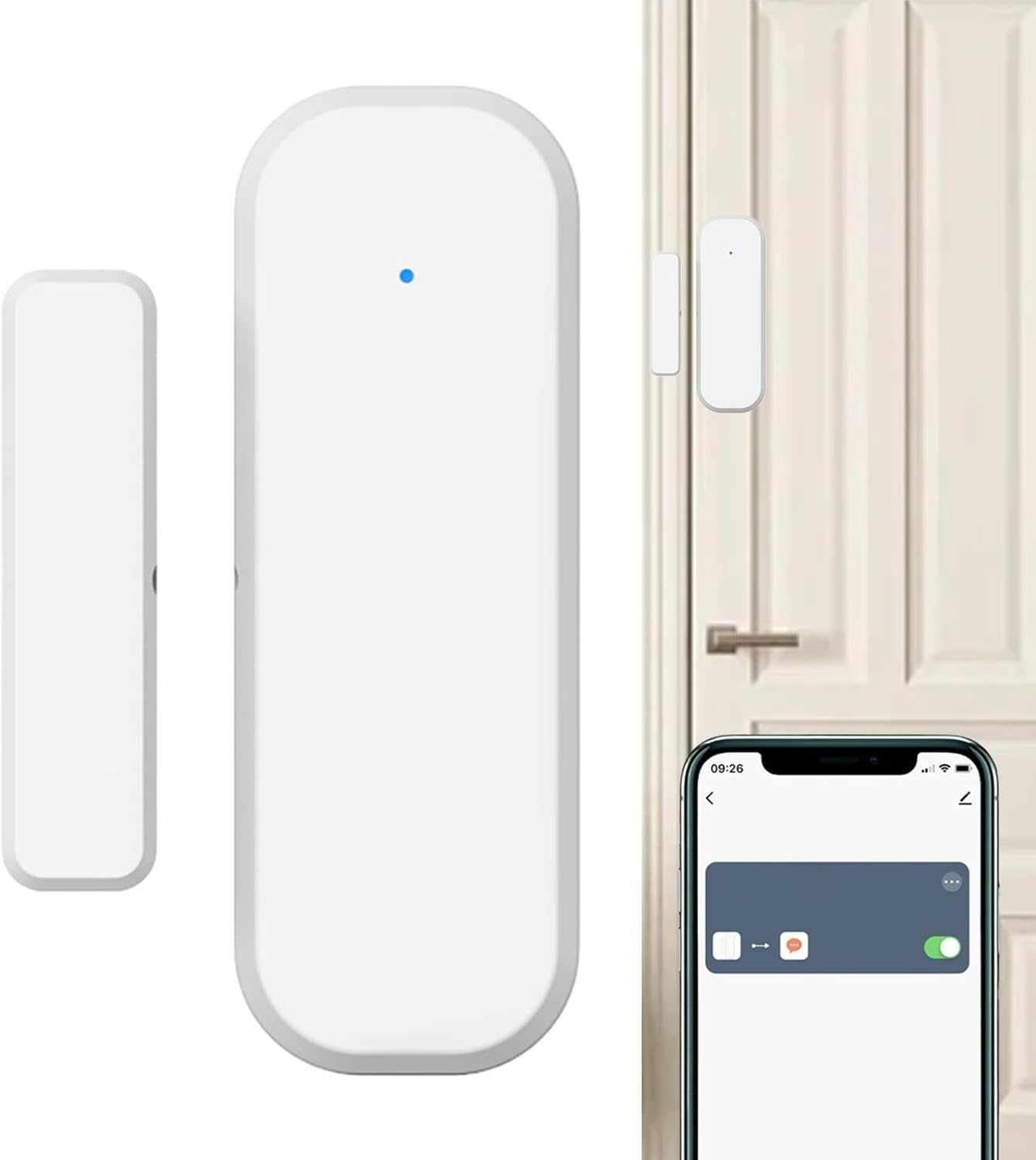 Smart Door Sensor,Smart Door Window Sensor Alarm - Home Security Device, Magnetic Monitor Solution, APP Remote Notification, Home Automation for Indoor