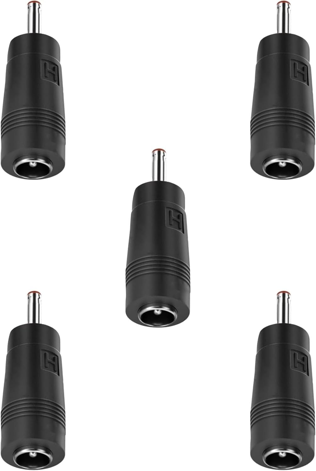 tunghey 5Pack DC Power Adapter 5.5x2.1mm Female Jack to 3.5x1.35mm Male Plug Electrical Socket Adapter Plug Converter (3.5x1.35MM Male)