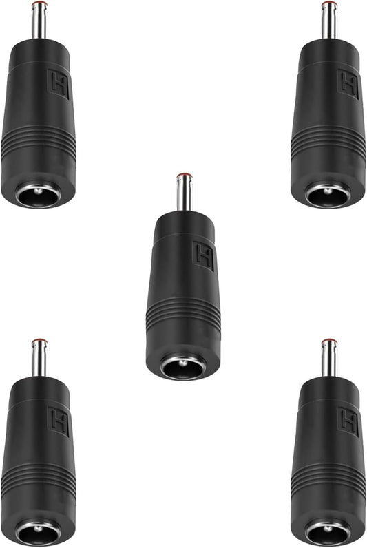 tunghey 5Pack DC Power Adapter 5.5x2.1mm Female Jack to 3.5x1.35mm Male Plug Electrical Socket Adapter Plug Converter (3.5x1.35MM Male)