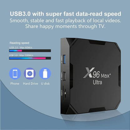 X96 Max Plus Ultra TV Box Android 11 Amlogic S905X4 4GB 32GB Support AV1 8K Dual WiFi BT with i8 Keyboard