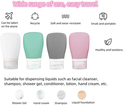 WADY Silicone Travel Bottles, 4 Pack 60ml, Leak Proof, Reusable, Perfect for Travel, Outdoor Activities, Personal Use