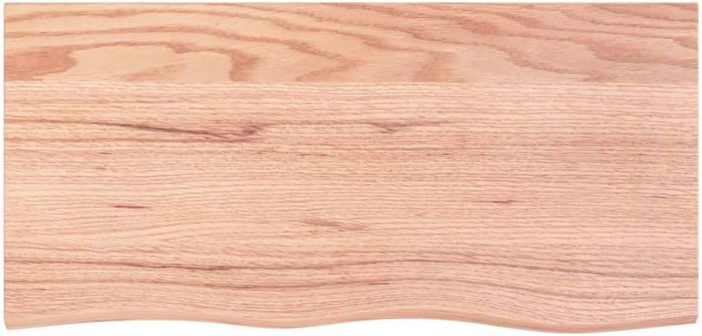 vidaXL Light Brown Solid Oak Wood Table Top, Treated Wood, Handcrafted with Live Edge, Replacement Board for Personal and Commercial Use
