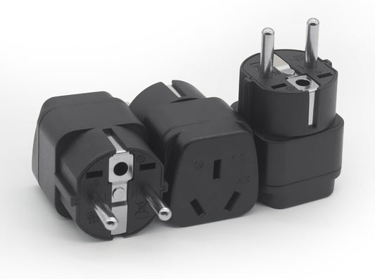 3 PCS Travel Adapter EU, AU to EU International Power Adapters, AU to Euro Universal Travel Plug (Type E/F), European Travel Power Plug for Germany, Spain, France, Greece, Netherlands, Turkey, Black