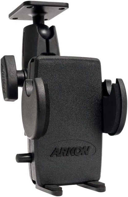 ARKON Mounts Drill-Base Mega Grip Phone Mount | Universal Phone Fit | 360° Adjustable Angle | Flat Surface AMPS Mounting | Compatible with iPhone, Galaxy, Note, Pixel, and More | SM4RM2XMAMPS