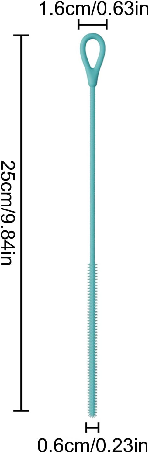 Straw Brush, 2 Pieces Silicone Straw Cleaner Brushes, Reusable Long Handle Cleaning Tool, Non-Slip Pipe Washer to Your 6mm, 9mm Straws, Ideal for Mugs, Cups, and Baby Bottles