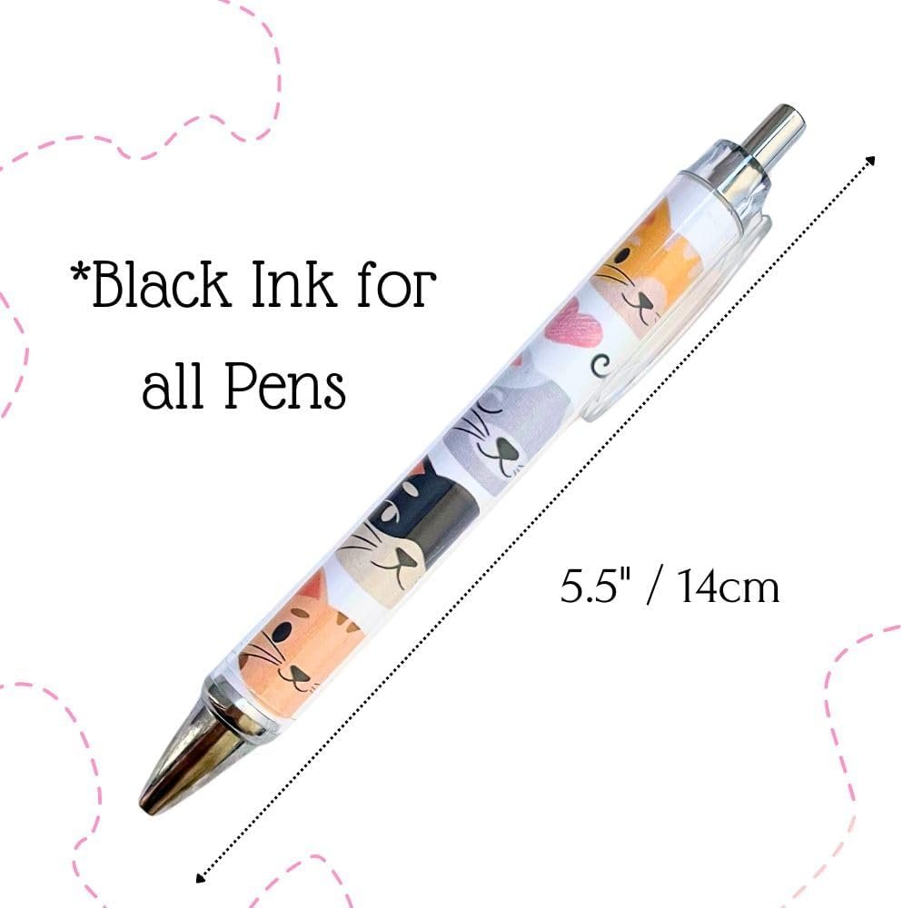 10PC Cat Ink Pens Set Cute Kawaii Funny Cats Kitty Themed Paw Ballpoint Gel Pen School Stationary Notebook Diary For Women Lovers Office Worker Supplies Stuff Clipboard Decor Desk Accessories Gifts