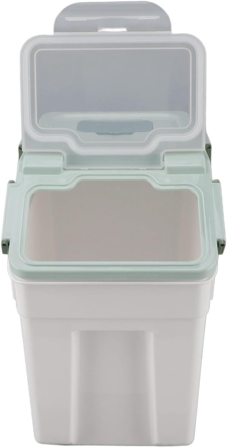 Airtight Rice Container Large Thickened PP Material Exquisite Design, Mint Green Rice Storage Container with Easy Open and Close Lid (25kg / 55.1lb)