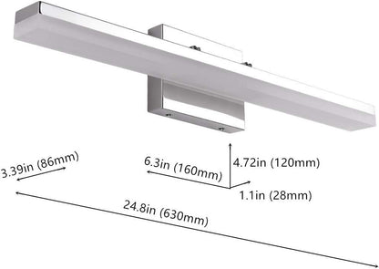 mirrea 24in Modern LED Vanity Light for Bathroom Lighting Dimmable 24w Chromed (Warm White 3000K)