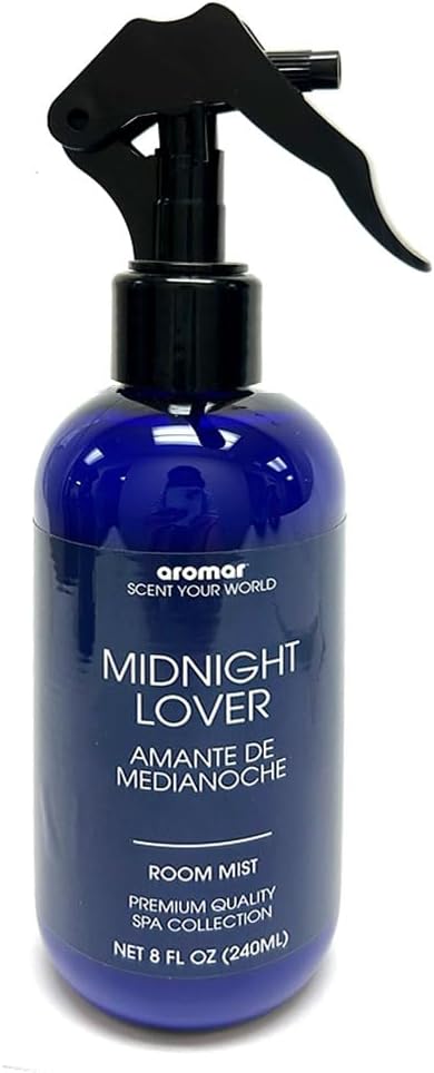 Midnight Lover Scented Spray Room Mist Air Freshener Fabric Refresher Aroma 8oz Odor Control Neutralizing Deodorizing Refresh Pillow Blanket Sheet Clothing Carpet Couch Aromatherapy Deodorizer Odor