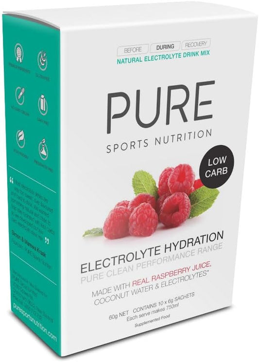 PURE Electrolyte Hydration Low Carb Sachets Raspberry 6g (box of 10)