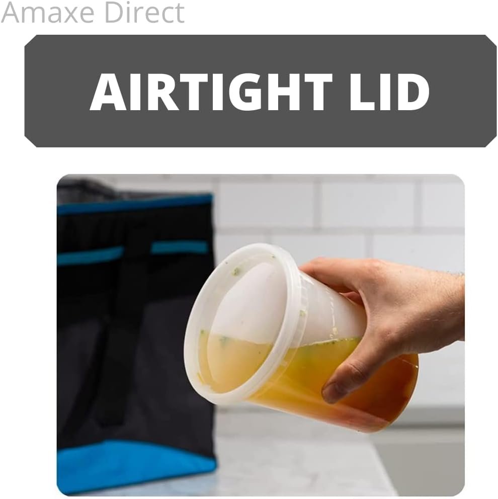 Amaxe Direct [32 oz - 24 Sets] 950ML Plastic Deli Food Storage Containers with Airtight Lids - Microwavable,Freezer & Dishwasher Safe