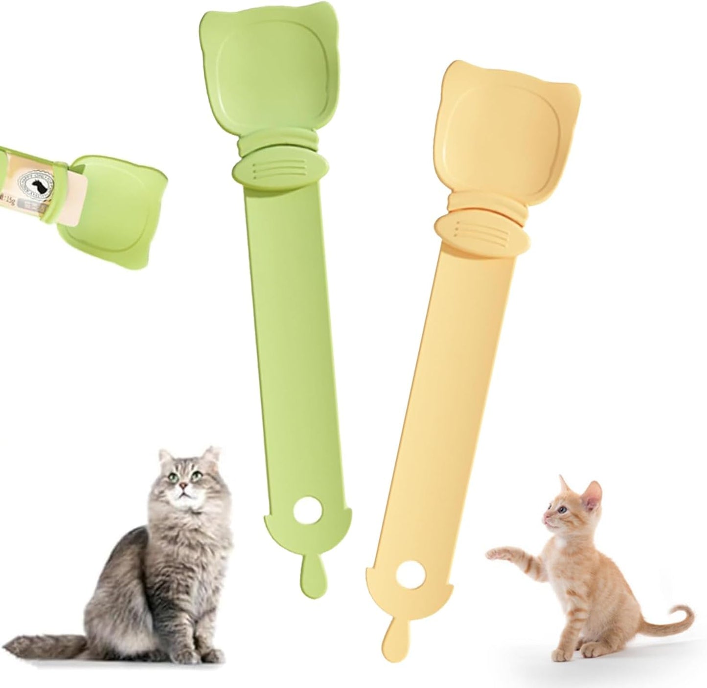 Pvieked 2 PCS Pet Food Spoon, Cat Strip Feeder, Wet Treat Cat Feeder Spoon, Cat Strip Happy Spoon, Multi-Functional Pet Spoons Cat Feeder, Feeding and Watering Supplies for Pet Cats and Dogs