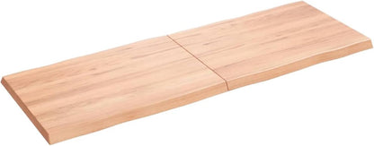 Light Brown Solid Wood Table Top 140 x 50 x (2-4) cm, Treated with Live Edge, Perfect for Kitchen Dining, Desk Surface, Replacement Tabletop, Versatile Use
